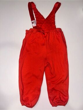 Vintage Carter's Quilted-Top Red Kids Overalls with bow Size 24 Months